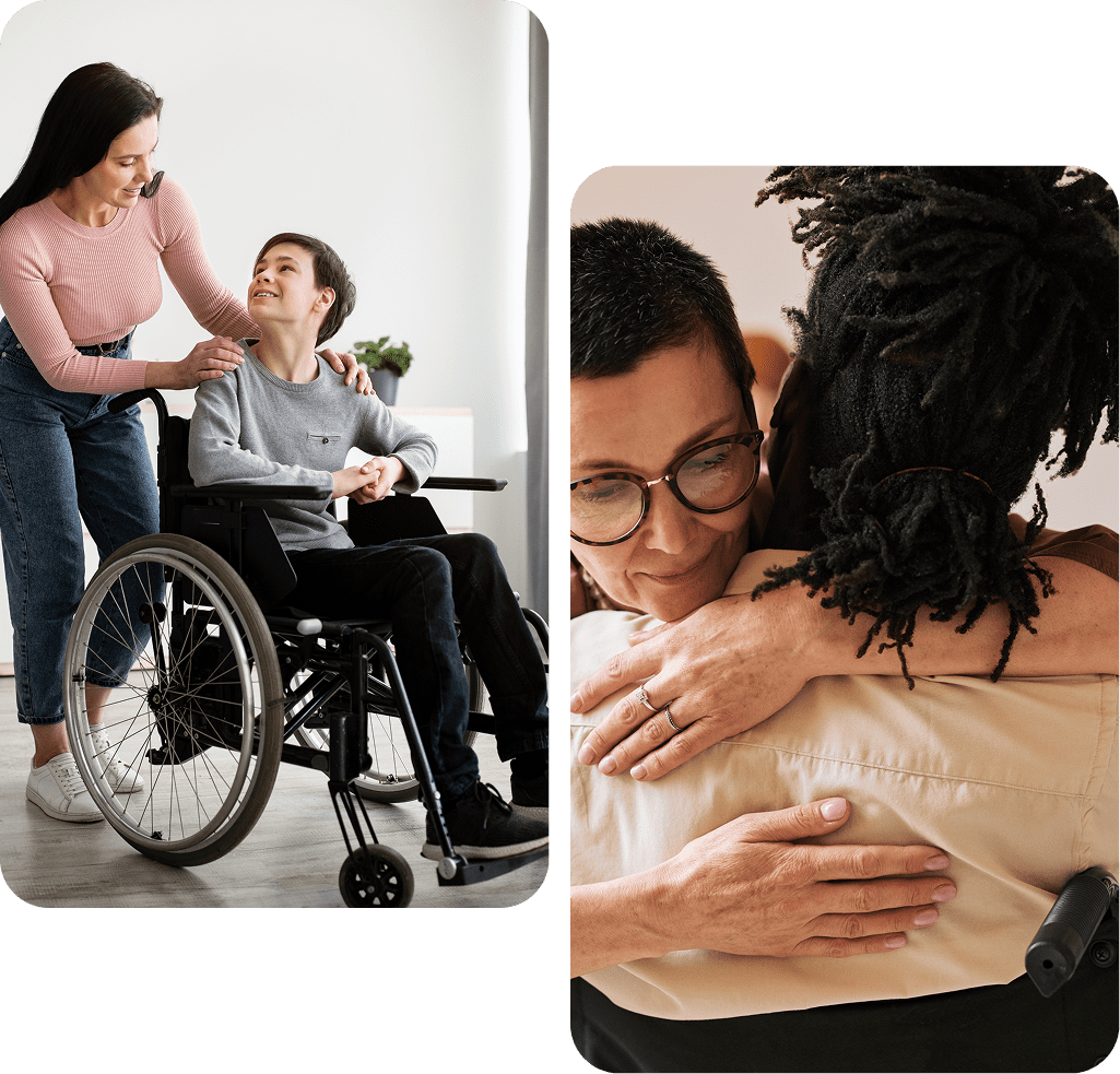 People showing support and care, hugging.